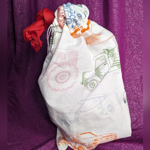 Reusable Produce Bag with Tare weight- Trucks & Red Ribbon - Picture 2 of 6